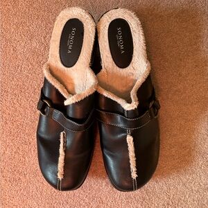 Sonoma Black Mules Cozy Sherpa Lining